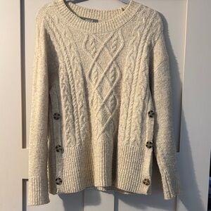 Marled Cable Knit Sweater in Cream